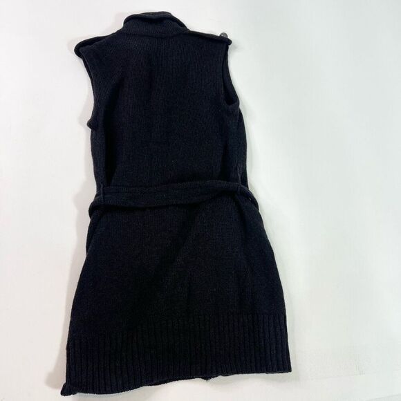 Tory Burch Sweater Vest Womens XS Dark Gray Belt Full Zip Merino Wool - Picture 9 of 11